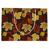 赤オレンジ色金ゴールド紅葉 ラージペーパーバッグ (裏面)