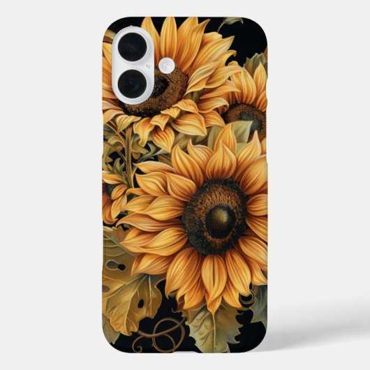 赤オレンジ黄色の秋ひまわり花 Case-Mate iPhoneケース (裏面)