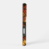 赤オレンジ黄色の秋ひまわり花 iPhone 16ケース (右側面)