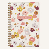 赤オレンジ黄色の花柄スパイラルノートブック ノートブック (正面)