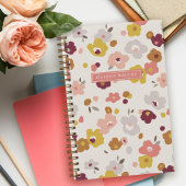 赤オレンジ黄色の花柄スパイラルノートブック ノートブック