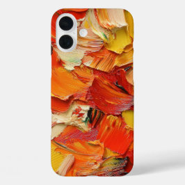 赤オレンジ黄色白ペイントブラシストローク iPhone 16 PLUSケース