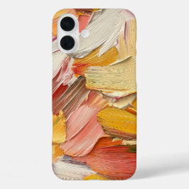 赤オレンジ黄色白ペイントブラシストローク iPhone 16 PLUSケース