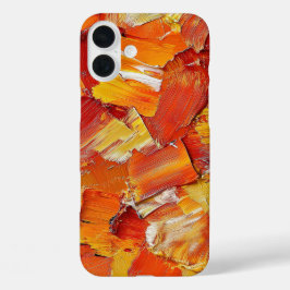 赤オレンジ黄色白ペイントブラシストローク iPhone 16 PLUSケース