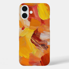 赤オレンジ黄色白ペイントブラシストローク iPhone 16 PLUSケース