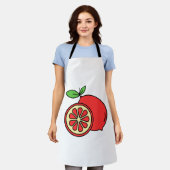 赤オレンジ エプロン (着用した状態)