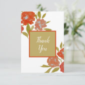 赤オレンジ ボヘミア ゴールド フラワーフラット サンクスカード サンキューカード (スタンド正面)
