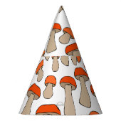 赤オレンジ《植物》アスペンマッシュルームのパターン パーティーハット (左)