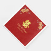 赤オレン中国のジ結婚フローラの二重の幸せ (コーナー)