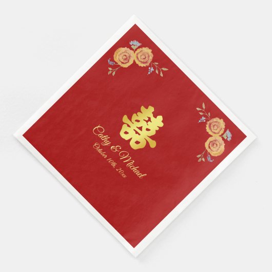 赤オレン中国のジ結婚フローラの二重の幸せ (コーナー)