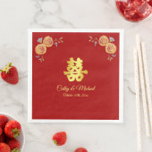 赤オレン中国のジ結婚フローラの二重の幸せ (インサイチュ)