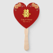 赤オレン中国のジ結婚フローラの二重の幸せ ハンドファン (正面)