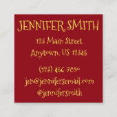 赤オレン絵を描ジ水色ハートアートラブ スクエア名刺 (裏面)