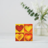 赤オレン絵を描ジ水色ハートアートラブ スクエア名刺 (スタンド正面)