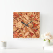 赤オレン絵を描ズ火山石スケッチ スクエア壁時計 (ホーム)