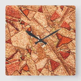 赤オレン絵を描ズ火山石スケッチ スクエア壁時計