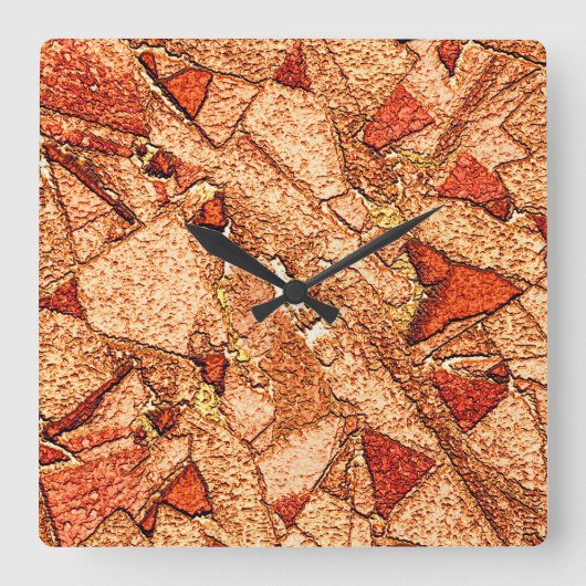 赤オレン絵を描ズ火山石スケッチ スクエア壁時計 (正面)