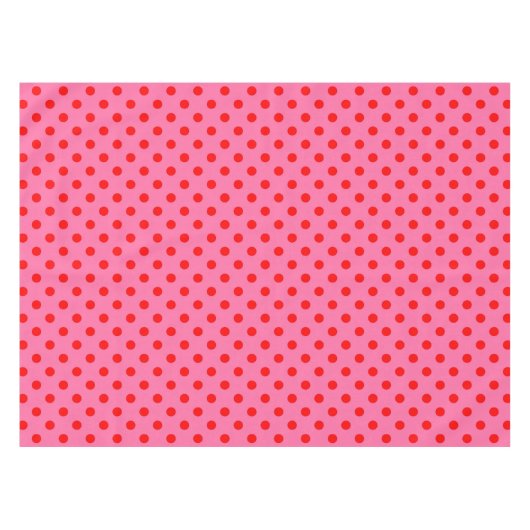 赤オンピンク水玉模様パターンデザイン テーブルクロス (正面(横))