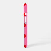 赤オンピンク水玉模様パターンデザイン iPhone 16ケース (左側面)