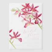 赤オーキッド水彩植物性ブライダルシャワー ベラム紙招待状 (正面)