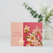 赤オーキッド・誕生日はがき ポストカード (スタンド正面)