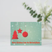 赤オーナメントのクリスマスカスタマイズポストカード ポストカード (スタンド正面)