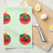 赤オーナメントホリーキッチンタオル キッチンタオル (四つ折り)
