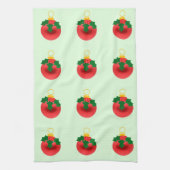 赤オーナメントホリーキッチンタオル キッチンタオル (縦)