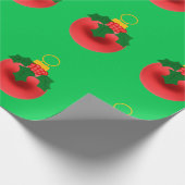 赤オーナメントホリーグリーン包装紙 ラッピングペーパー (角)