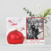 赤オーナメントホワイトツリーフォトカード シーズンカード (スタンド正面)