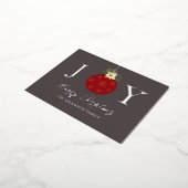 赤オーナメントメリークリスマスJOYシルバー 箔シーズンポストカード (回転した状態)