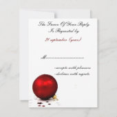 赤オーナメント冬の結婚式rsvp 出欠カード (裏面)
