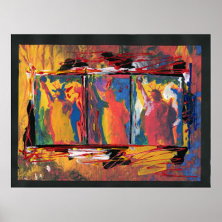 赤オ色彩の鮮やかレンジ黄色の青のリベリア ポスター