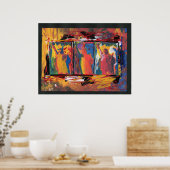 赤オ色彩の鮮やかレンジ黄色の青のリベリア ポスター (キッチン)