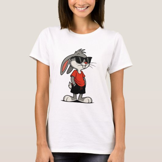 赤カジュアルクールTシャツのバニー Tシャツ (正面)