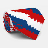 赤カジュアル青ストライプの白 ネクタイ (ロール)