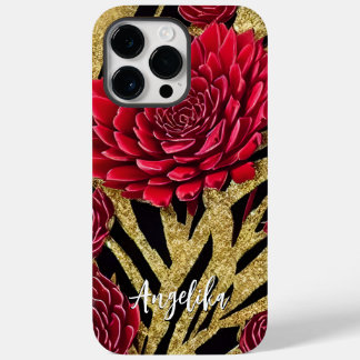 赤カスタマイズと金ゴールド抽象デザインミニマル Case-Mate iPhone 14 PRO MAXケース
