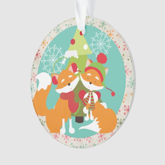 赤カスタマイズキツネクリスマスアクリルオーナメント オーナメント (正面)