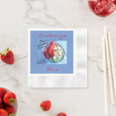 赤カスタマイズロブスターナプキン 縁ありカクテルナプキン (インサイチュ)