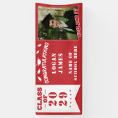 赤カスタマイズ卒業式2025名&写真 横断幕 (縦)