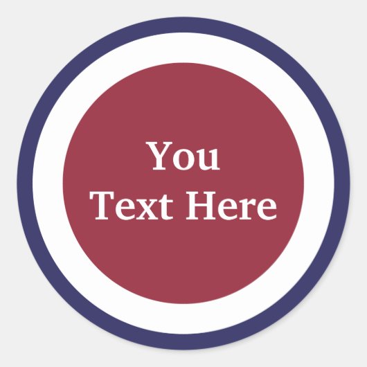 赤カスタマイズ白と青のデザイン ラウンドシール (正面)