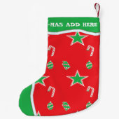 赤カスタマイズBG水玉模様ストッキング スモールクリスマスストッキング (裏面)