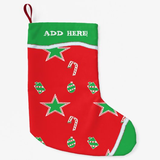 赤カスタマイズBG水玉模様ストッキング スモールクリスマスストッキング (正面)