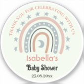 赤カスタムちゃんシャワのレインボー用にカットされたビニールのシール シール (正面)