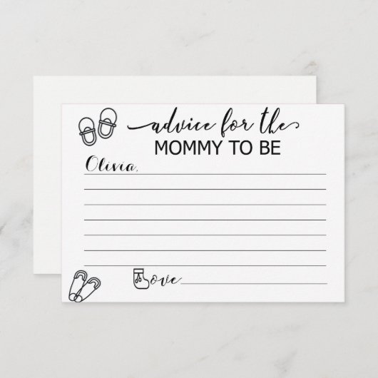 赤カスタムちゃんシャワーのお母さん用アドバイスカード 招待状 (正面/裏面)