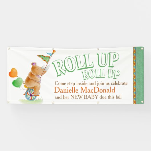 赤カスタムちゃんシャワーサーカス一輪車サイのバナー 横断幕 (横)