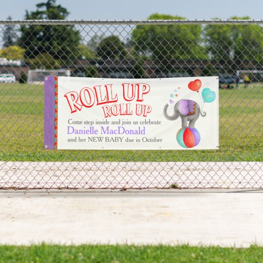 赤カスタムちゃんシャワーサーカス象アートバナー 横断幕 (インサイチュ)