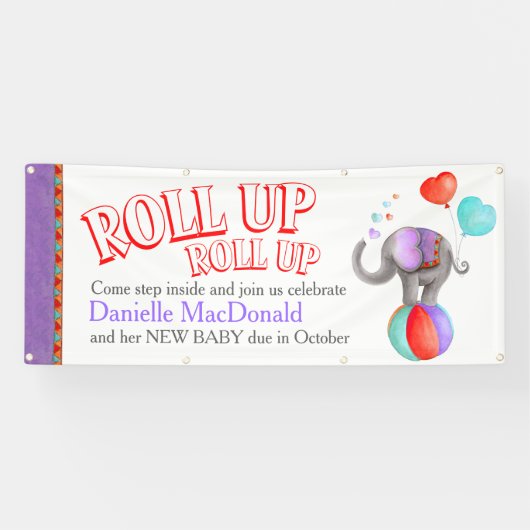 赤カスタムちゃんシャワーサーカス象アートバナー 横断幕 (横)