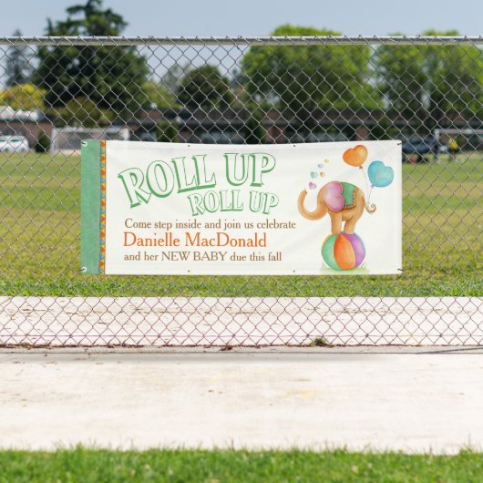 赤カスタムちゃんシャワーサーカス象アートバナー 横断幕 (インサイチュ)