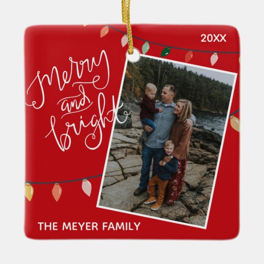 赤カスタムと明メリーるいクリスマスライト写真 セラミックオーナメント (正面)